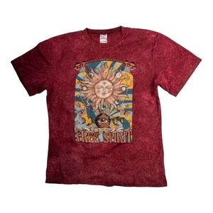 Men's No Boundaries Mushroom T Shirt Large Red Short Sleeve Crew Neck Cotton